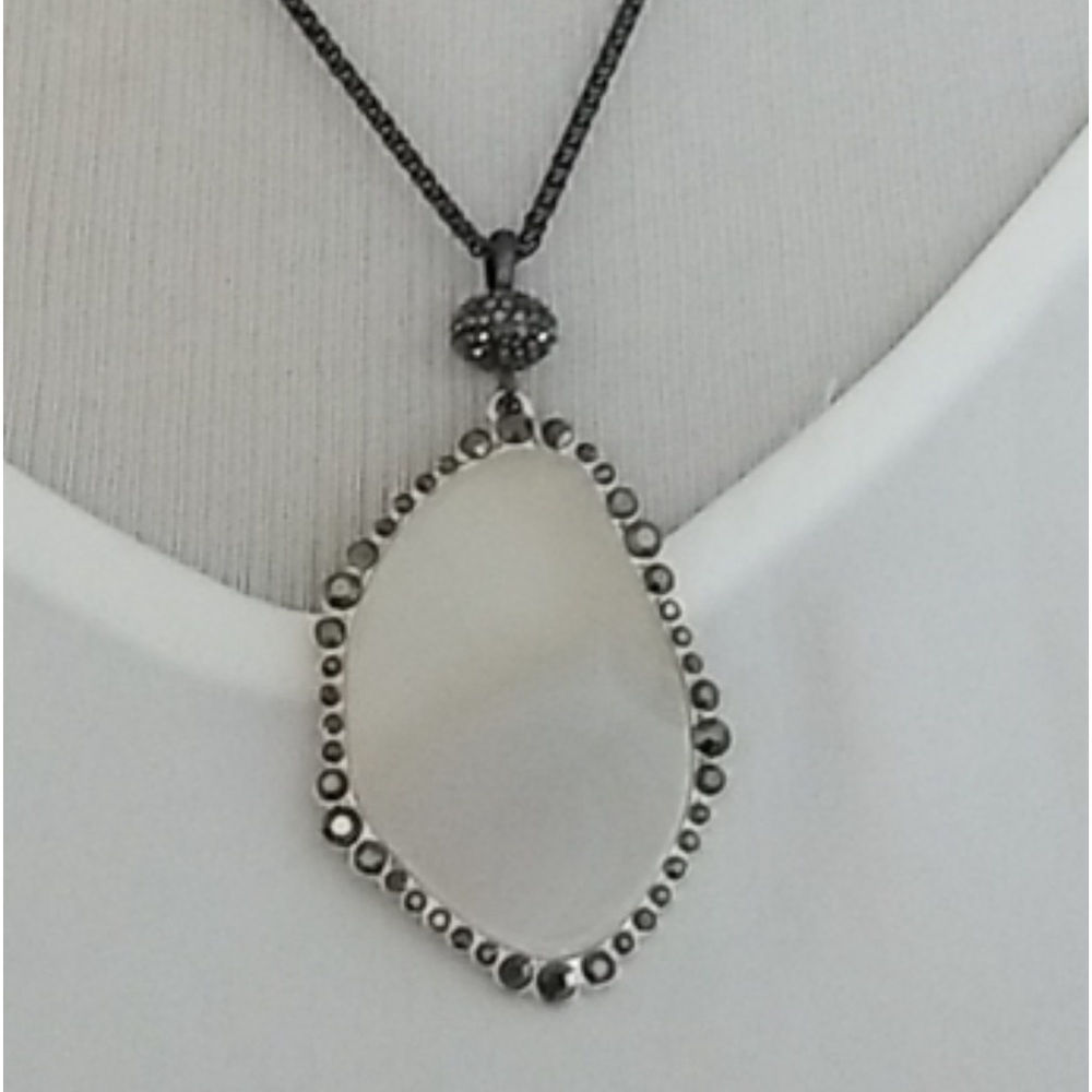 Lucky brand gunmetal agate/(faux?)marcasite adjustable necklace